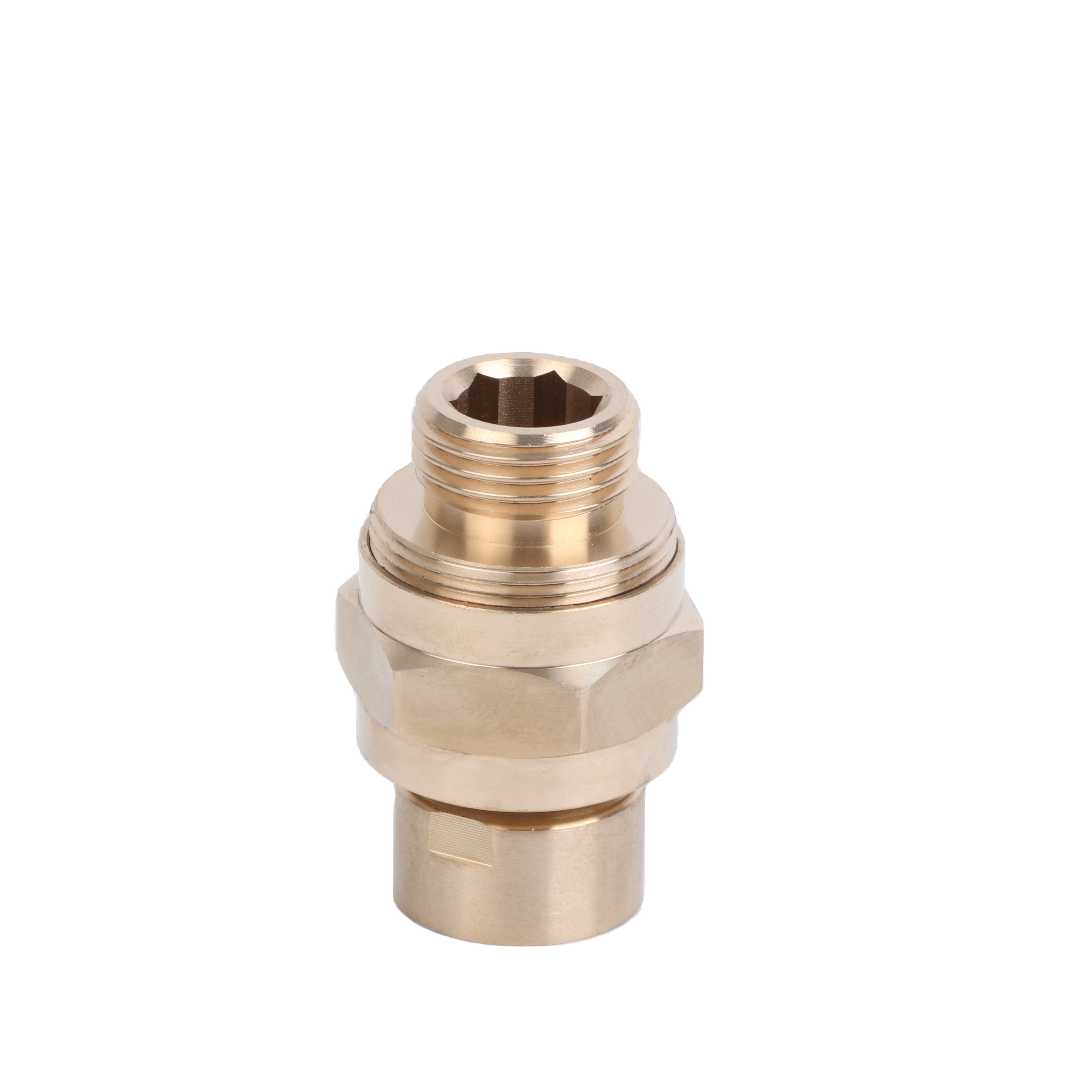Unlacquered brass ball joint connector of the rain shower